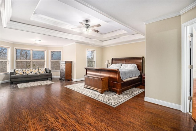 6350 Old Wood Hollow Way, Buford, GA 30518 - bedroom featuring a raised ceiling, wood finished floors, and crown molding