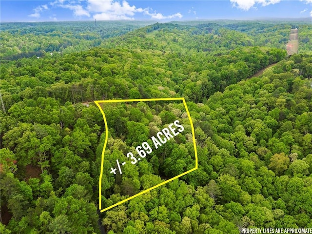 bird's eye view featuring a forest view