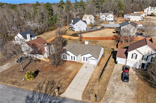 aerial view with a residential view