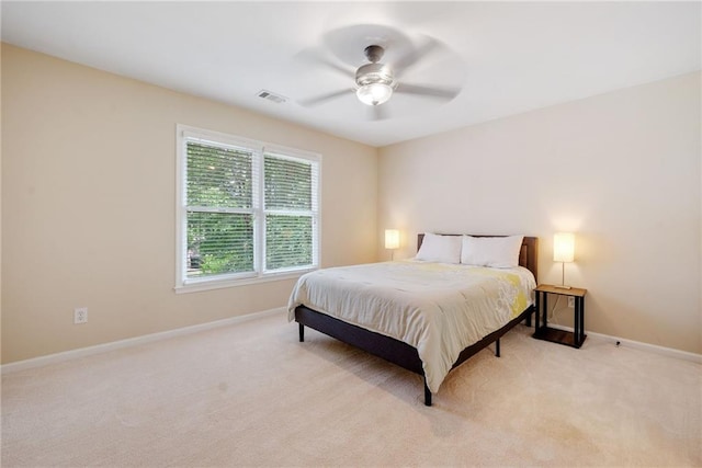 420 Big Bend Trl, Sugar Hill, GA 30518 - bedroom with light colored carpet, baseboards, and ceiling fan