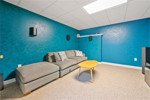 420 Big Bend Trl, Sugar Hill, GA 30518 - living area with carpet flooring, a paneled ceiling, and baseboards