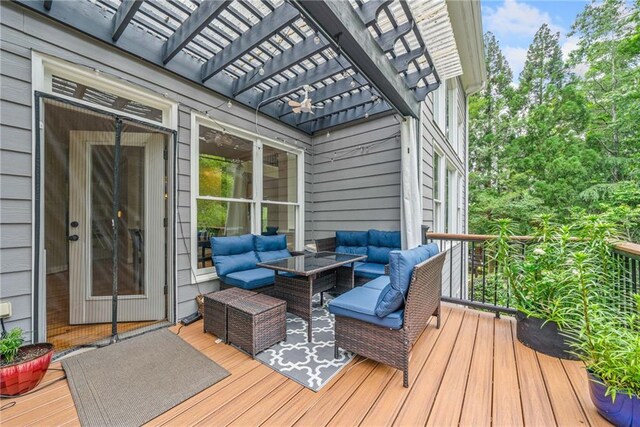 420 Big Bend Trl, Sugar Hill, GA 30518 - deck featuring an outdoor living space and a pergola
