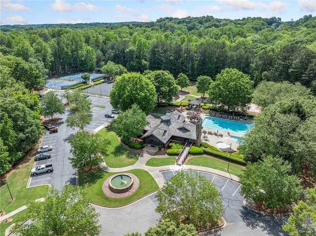420 Big Bend Trl, Sugar Hill, GA 30518 - bird's eye view of a heavily wooded area and a pool area