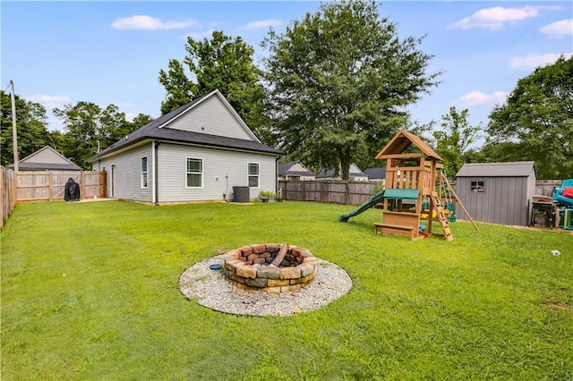 110 Chalfont Cir, Carrollton, GA 30117 - view of yard featuring a playground and a fire pit