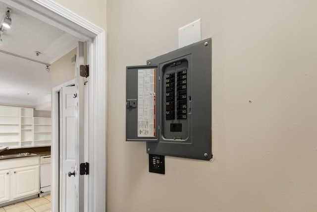 utility room featuring electric panel and sink