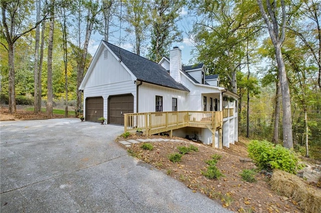 exterior space featuring a garage