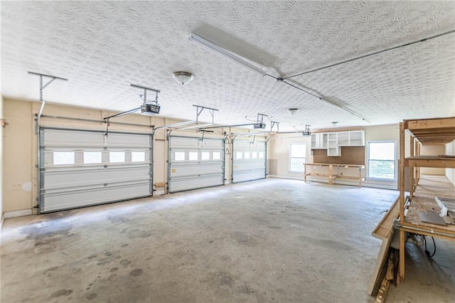 garage with a garage door opener