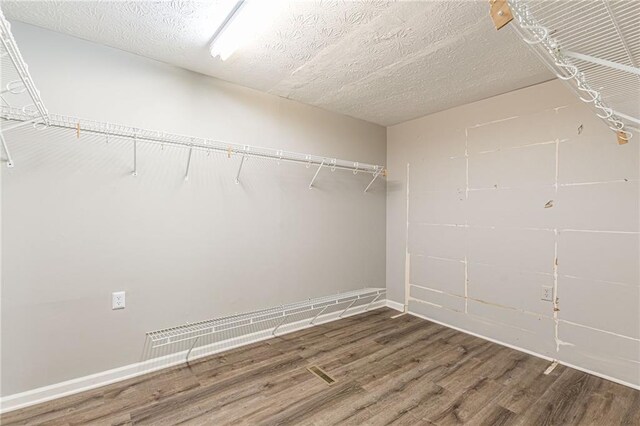 walk in closet with hardwood / wood-style flooring