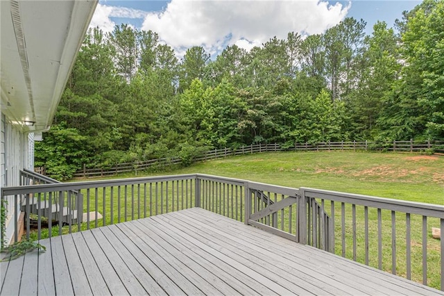 wooden deck with a lawn