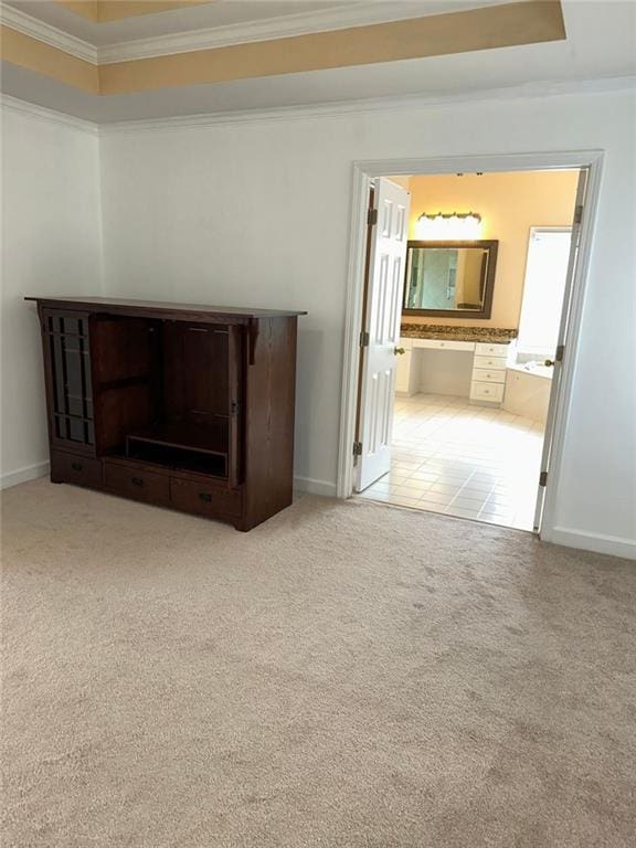 3381 Walkers Ridge Rd, Dacula, GA 30019 - detailed view of crown molding, carpet floors, and baseboards