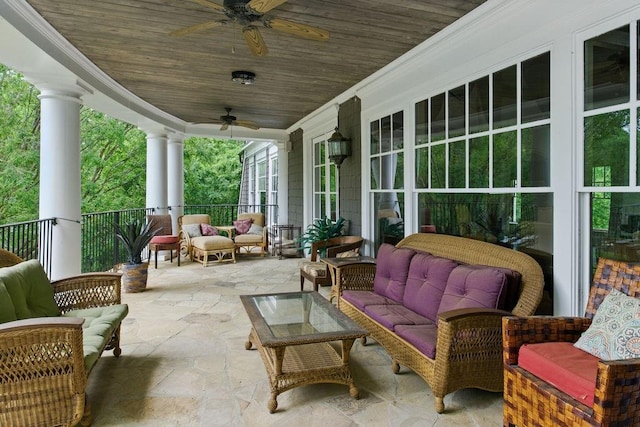 6756 Hedge Row Ln, Gainesville, GA 30506 - view of patio / terrace with an outdoor hangout area and ceiling fan