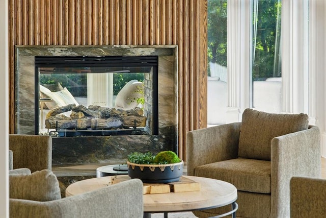 6756 Hedge Row Ln, Gainesville, GA 30506 - sitting room featuring a high end fireplace and plenty of natural light