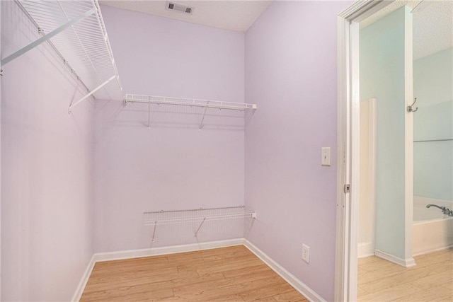 spacious closet with light wood-type flooring