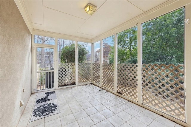 view of unfurnished sunroom