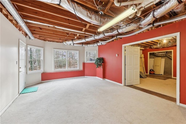 basement with light carpet