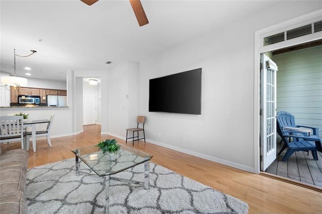 1975 Nocturne Dr Unit 2303, Alpharetta, GA 30009 - living area featuring ceiling fan, light wood finished floors, baseboards, and recessed lighting
