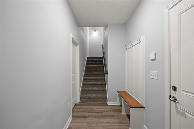 526 Wilbanks Rd, Alto, GA 30510 - staircase featuring baseboards and wood finished floors