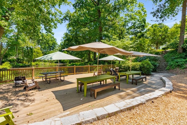 522 Trabert Ave NW, Atlanta, GA 30309 - view of community with outdoor dining space, a deck, and view of wooded area