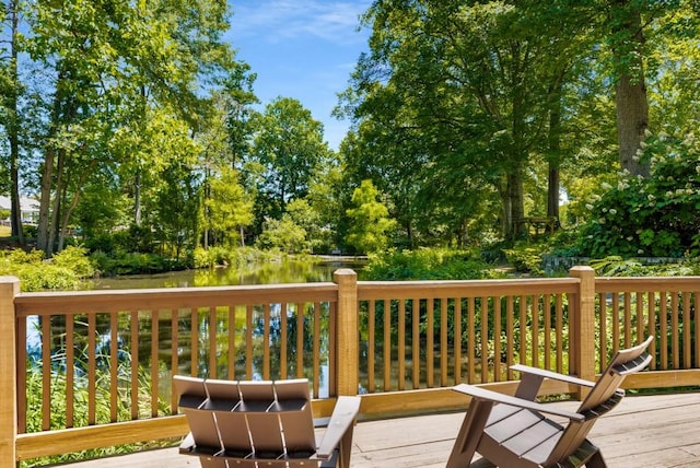 522 Trabert Ave NW, Atlanta, GA 30309 - wooden terrace with view of wooded area