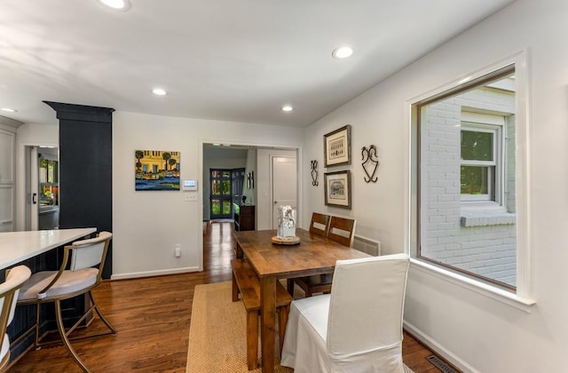 522 Trabert Ave NW, Atlanta, GA 30309 - dining space with dark wood-style flooring, plenty of natural light, and recessed lighting