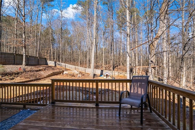 deck featuring a fenced backyard