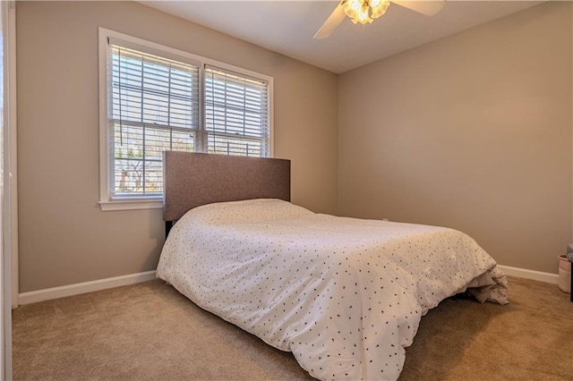 bedroom featuring carpet and ceiling fan