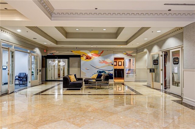 lobby featuring ornamental molding