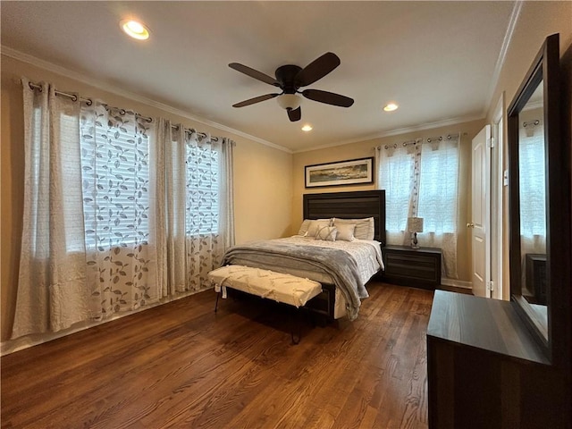5862 Kitchens Rd SE, Mableton, GA 30126 - bedroom featuring ornamental molding, dark wood-type flooring, and ceiling fan