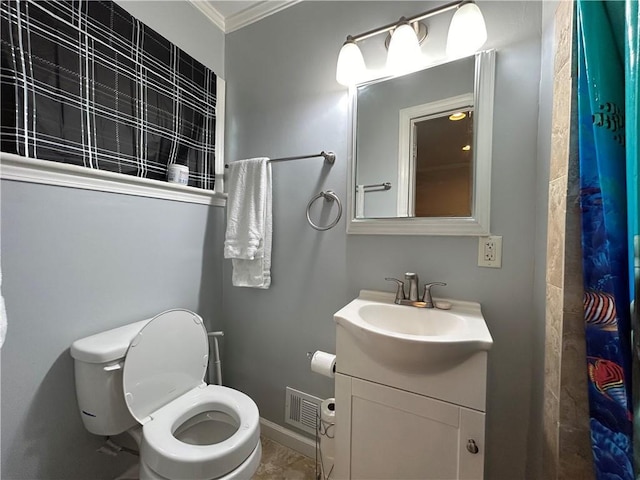 5862 Kitchens Rd SE, Mableton, GA 30126 - bathroom featuring ornamental molding, vanity, and toilet