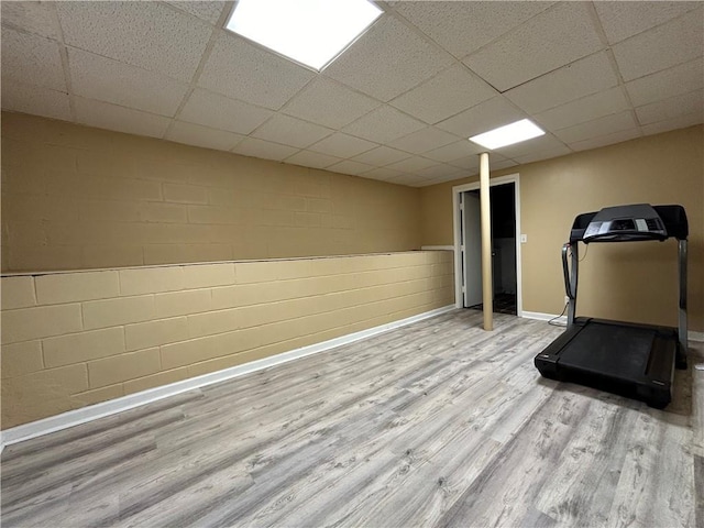 5862 Kitchens Rd SE, Mableton, GA 30126 - exercise area with a drop ceiling and light hardwood / wood-style flooring