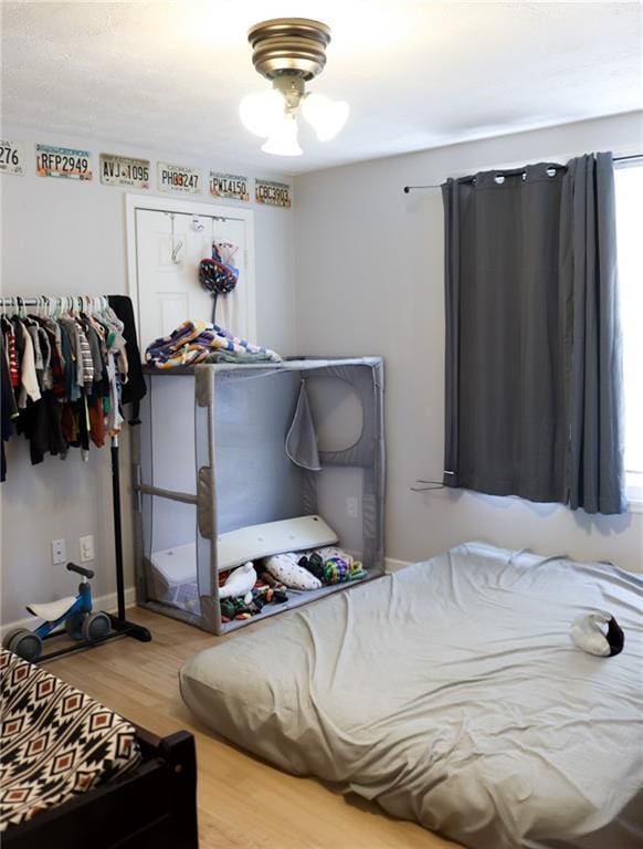 bedroom with hardwood / wood-style flooring