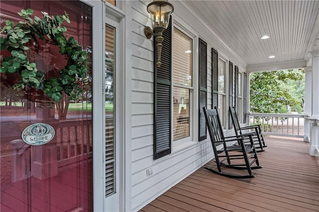 deck featuring a porch