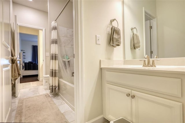 4895 Sterling Close, Buford, GA 30518 - full bathroom with shower / tub combo, vanity, and marble look tiles