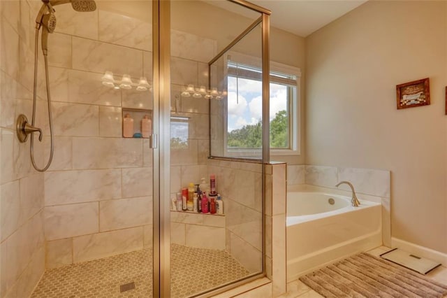 4895 Sterling Close, Buford, GA 30518 - full bathroom with a stall shower, a garden tub, and tile patterned flooring