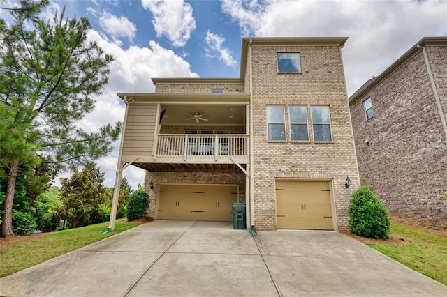 4895 Sterling Close, Buford, GA 30518 - view of front of house featuring brick siding, a garage, concrete driveway, and a balcony