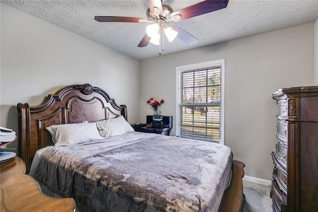 674 Fairview Dr, Dallas, GA 30157 - bedroom with carpet flooring, baseboards, a textured ceiling, and ceiling fan