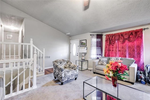 674 Fairview Dr, Dallas, GA 30157 - living area with a textured ceiling, carpet flooring, and baseboards