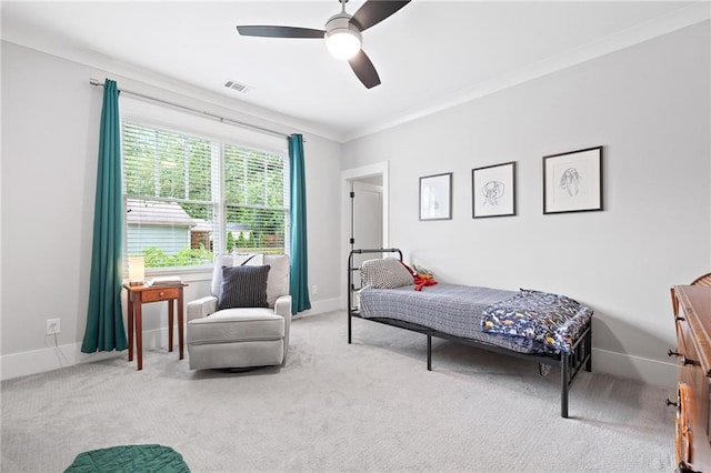 313 Sisson Ave NE, Atlanta, GA 30317 - bedroom featuring carpet floors, ceiling fan, baseboards, and crown molding