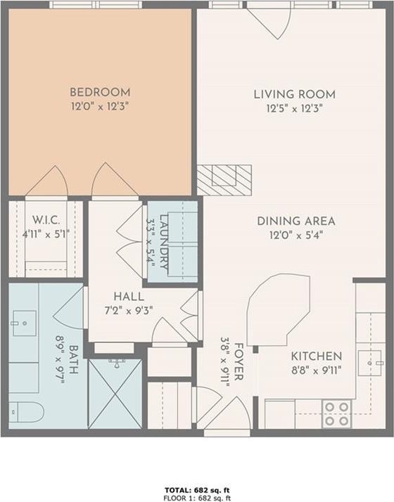 401 16th St NW Unit 1357, Atlanta, GA 30363 - view of room layout