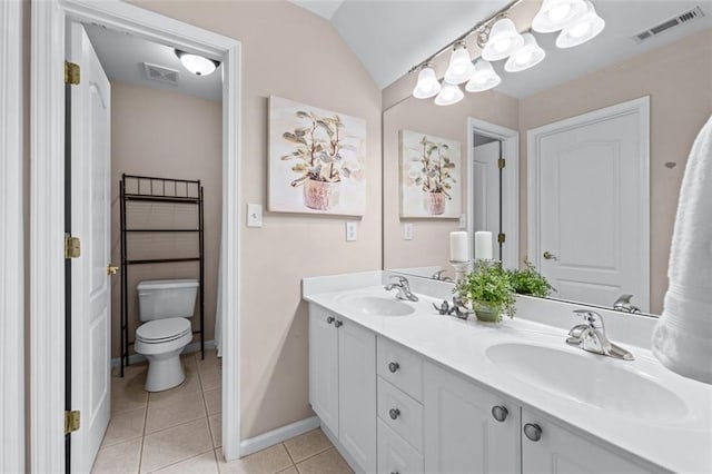 full bathroom with toilet, visible vents, and a sink