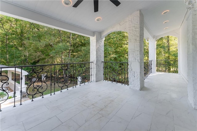 view of patio with ceiling fan