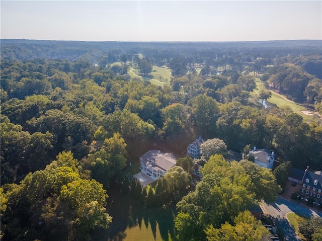 bird's eye view featuring a view of trees