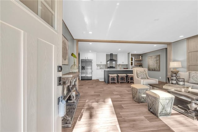551 Fern Valley Trl NE, Clarkesville, GA 30523 - living area featuring light wood-style floors and recessed lighting