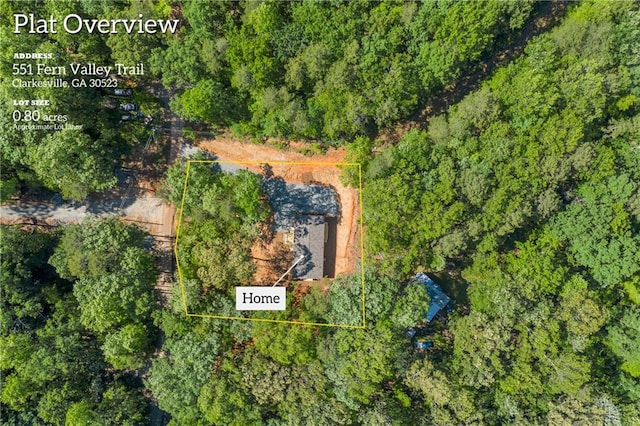 551 Fern Valley Trl NE, Clarkesville, GA 30523 - aerial view of property and surrounding area with property boundaries highlighted