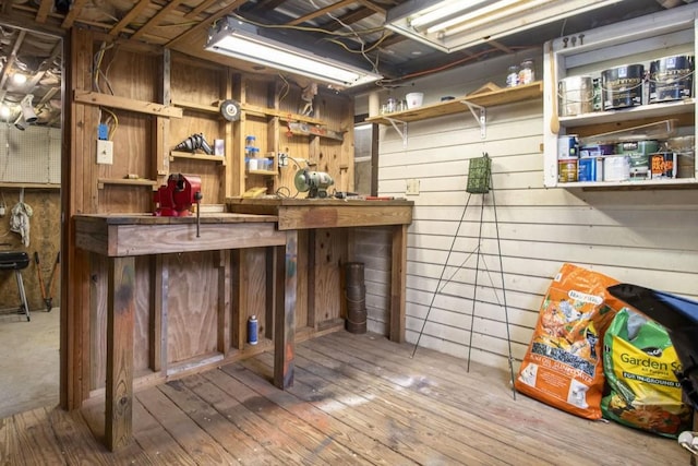 1134 Roscoe Rd, Newnan, GA 30263 - bar with a workshop area, wood-type flooring, and wooden walls