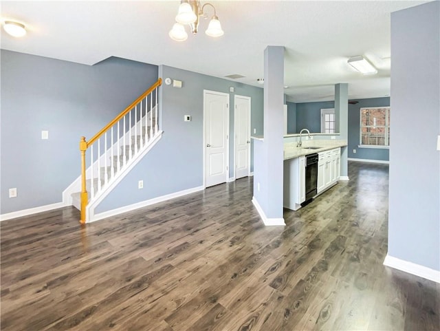 453 Inkberry Dr, Atlanta, GA 30349 - kitchen featuring white cabinets, sink, black dishwasher, and dark hardwood / wood-style floors