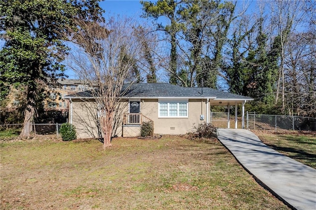 2182 Loring Ct, Decatur, GA 30032 - view of front of house featuring a carport and a front lawn