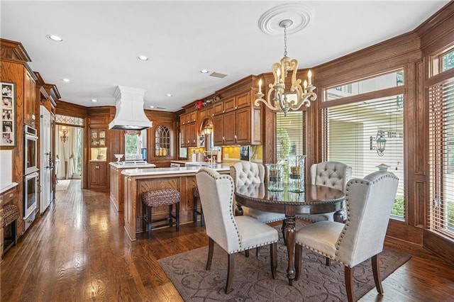 1500 Historic Vw, Stone Mountain, GA 30087 - dining space featuring a chandelier, healthy amount of natural light, dark wood-style flooring, and recessed lighting