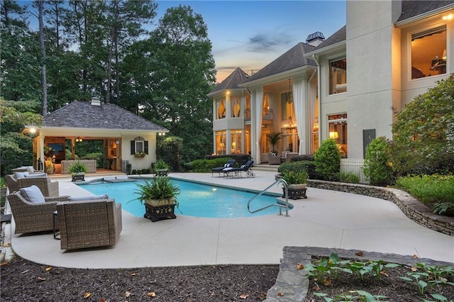 1500 Historic Vw, Stone Mountain, GA 30087 - outdoor pool featuring a gazebo, a patio area, and an outdoor living space