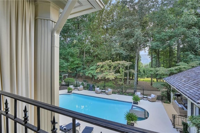 1500 Historic Vw, Stone Mountain, GA 30087 - view of pool featuring a patio area and view of wooded area